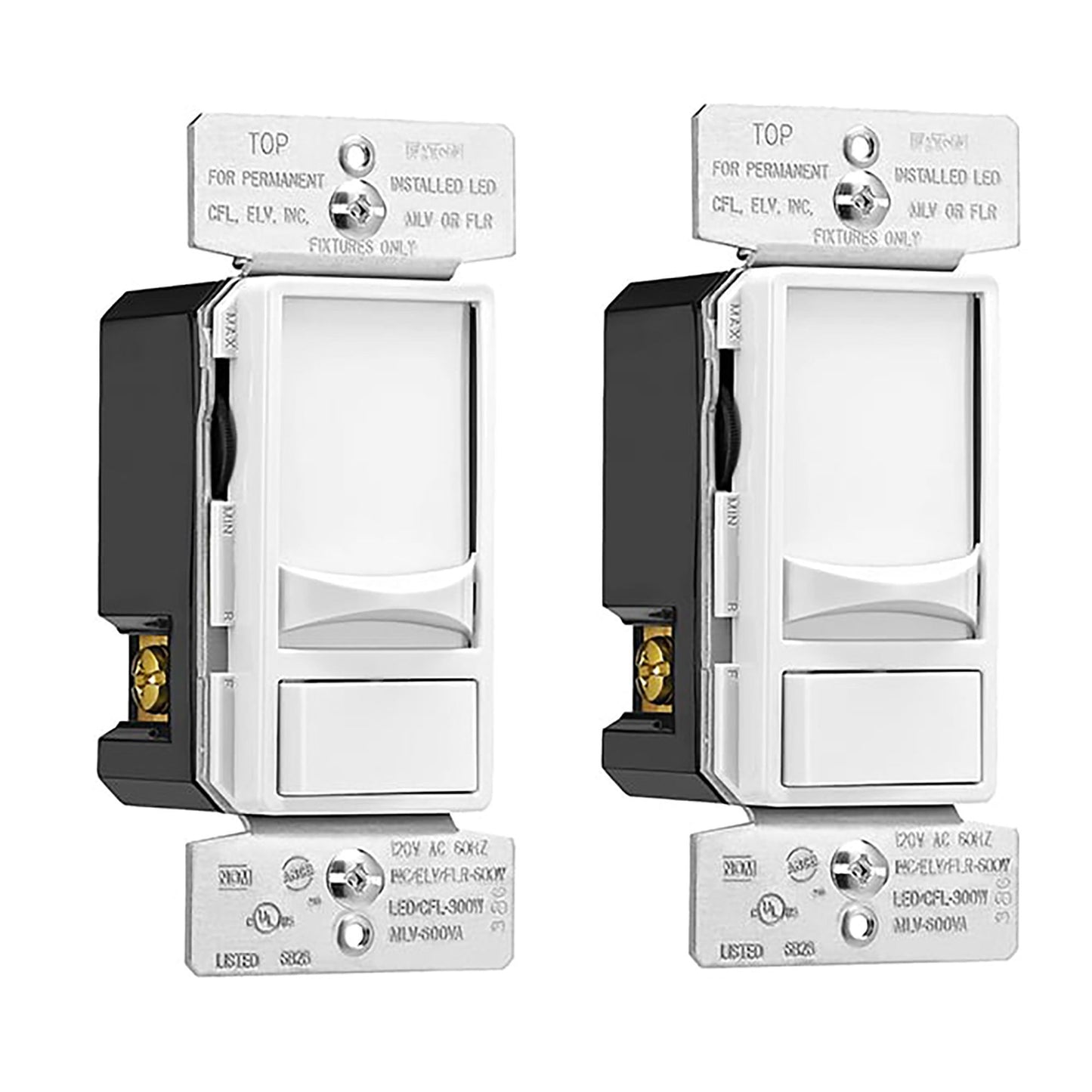 Eaton SUL06P-W-2KB-L Slide Dimmer Switch, Single Pole, 3-Way, White (2-pack)