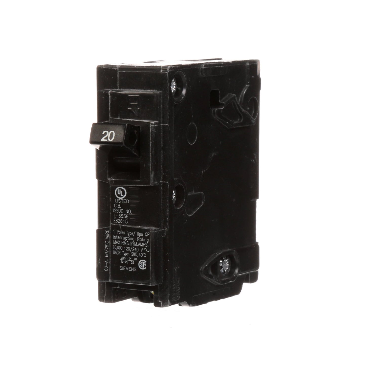 Q120 - Siemens 20 Amp Single Pole Circuit Breaker