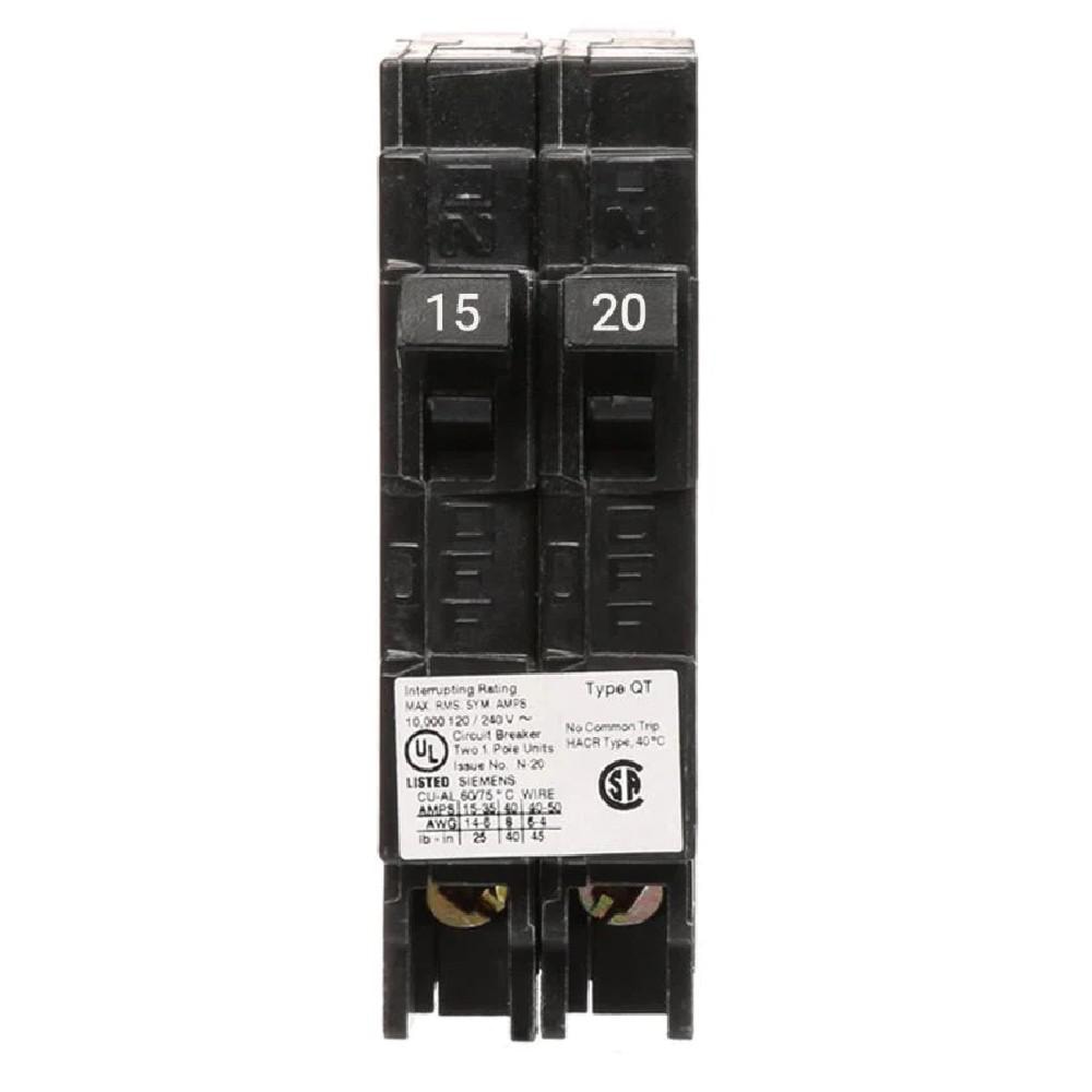 Q1520NC - Siemens Tandem 15/20 Amp Single Pole Circuit Breaker
