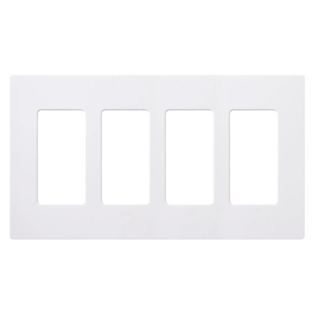 Lutron CW-4-WH Claro 4 Gang Wallplate, Gloss White