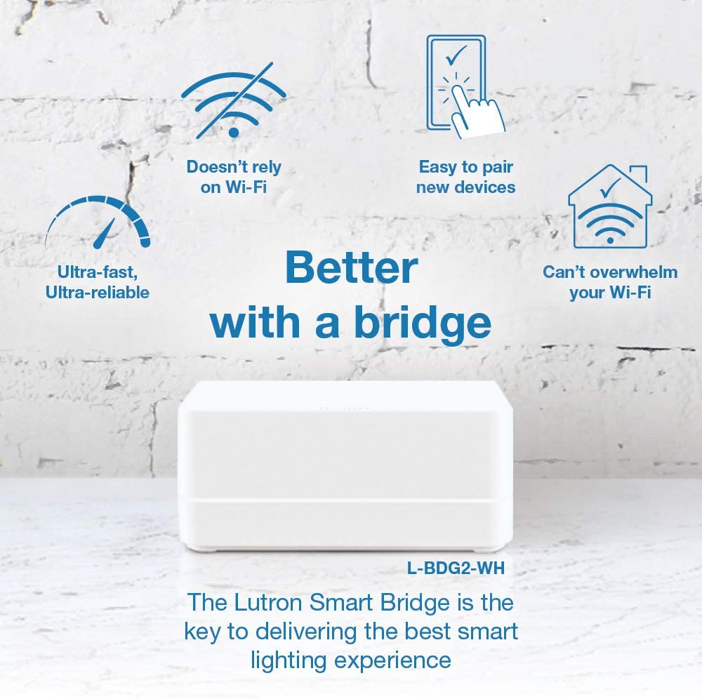 Lutron P-BDG-PKG1W-C Caséta Smart Start Kit, Dimmer Switch with Smart Bridge