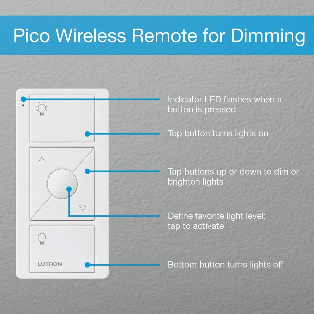Lutron P-PKG1W-WH-C Caséta 150W 3 Way Wireless Dimmer