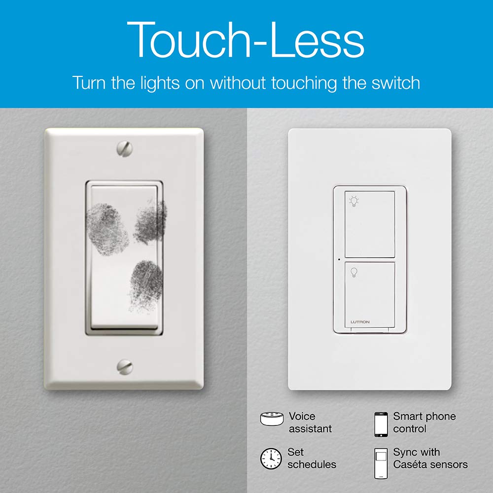 Lutron P-PKG1WS-WH-C Caséta On/Off Smart Switch Kit with Remote 3-Way