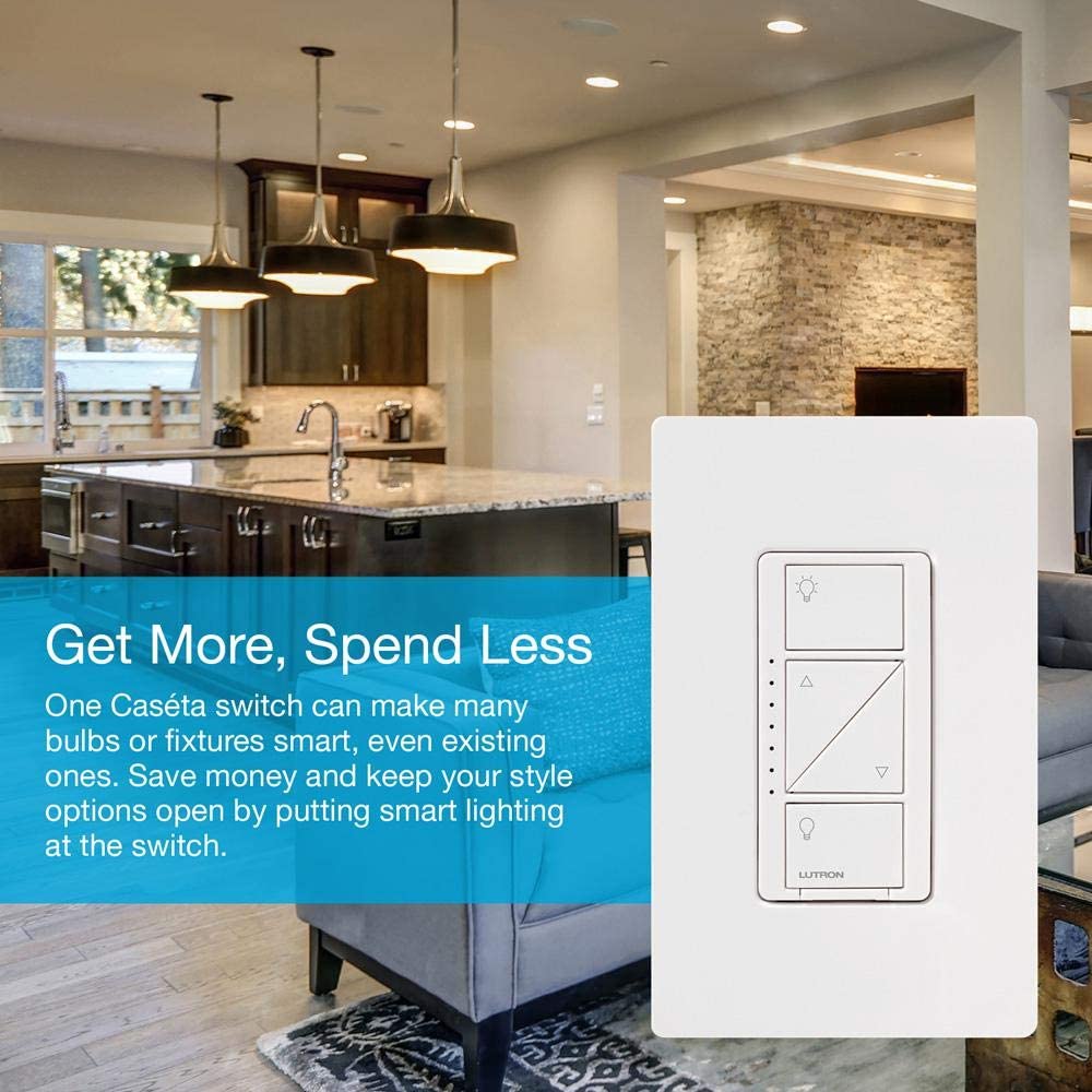 Lutron P-PKG1W-WH-C Caséta 150W 3 Way Wireless Dimmer