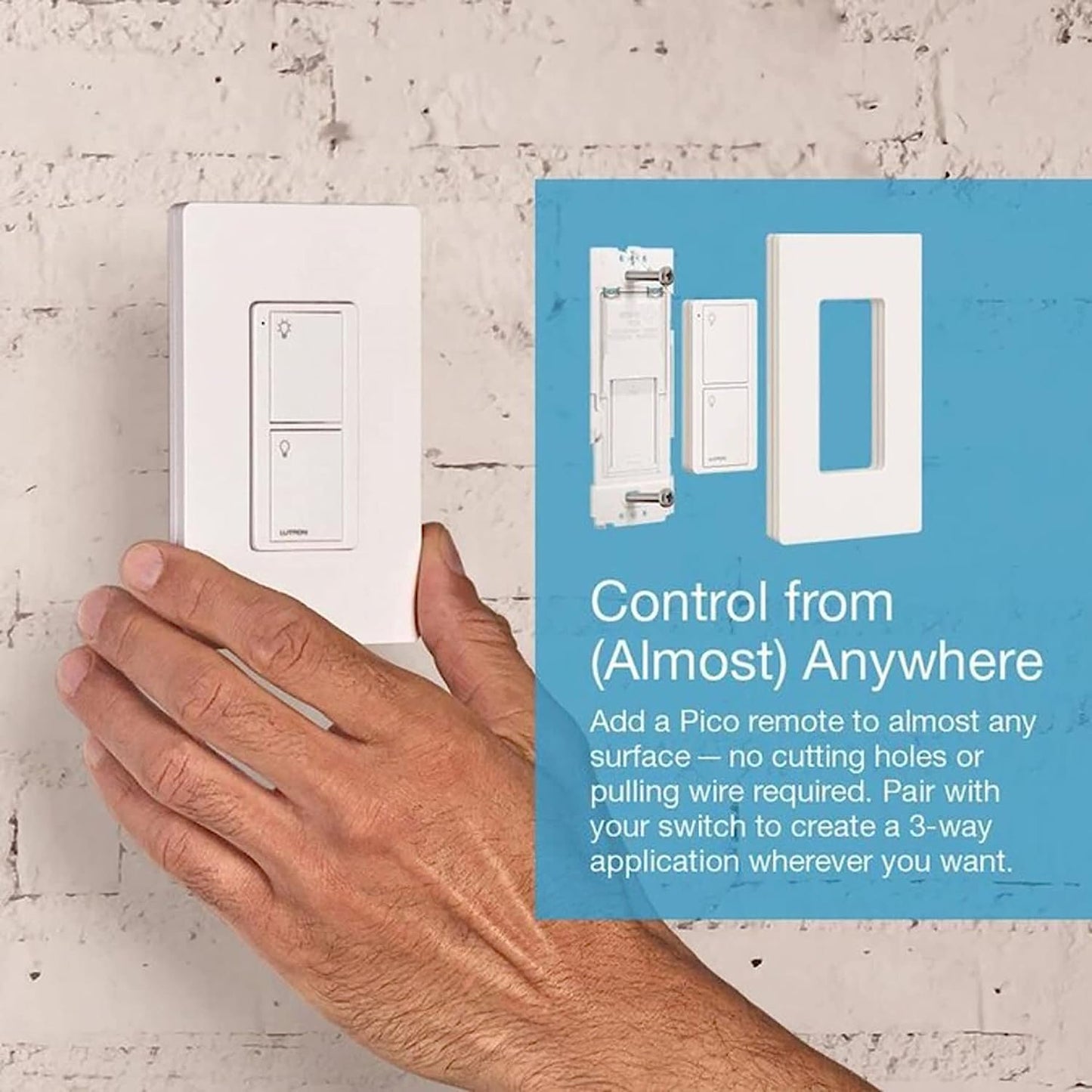 Lutron P-PKG1WS-WH-C Caséta On/Off Smart Switch Kit with Remote 3-Way