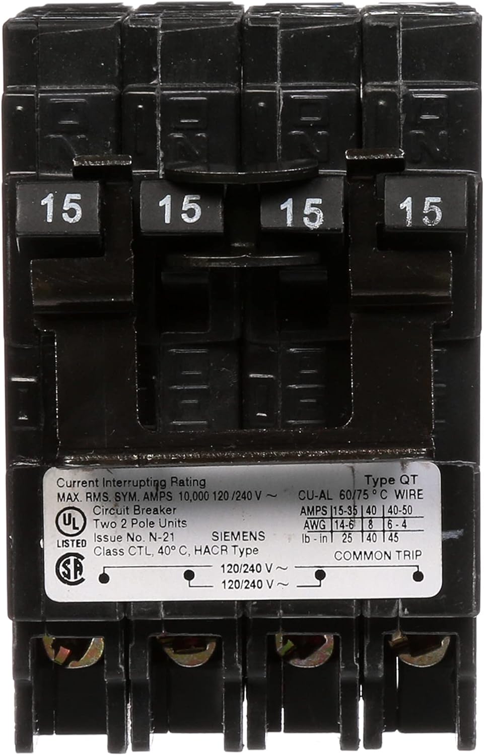 Q21515CTNC - Siemens 15/15/15 Amp Quad Circuit Breaker