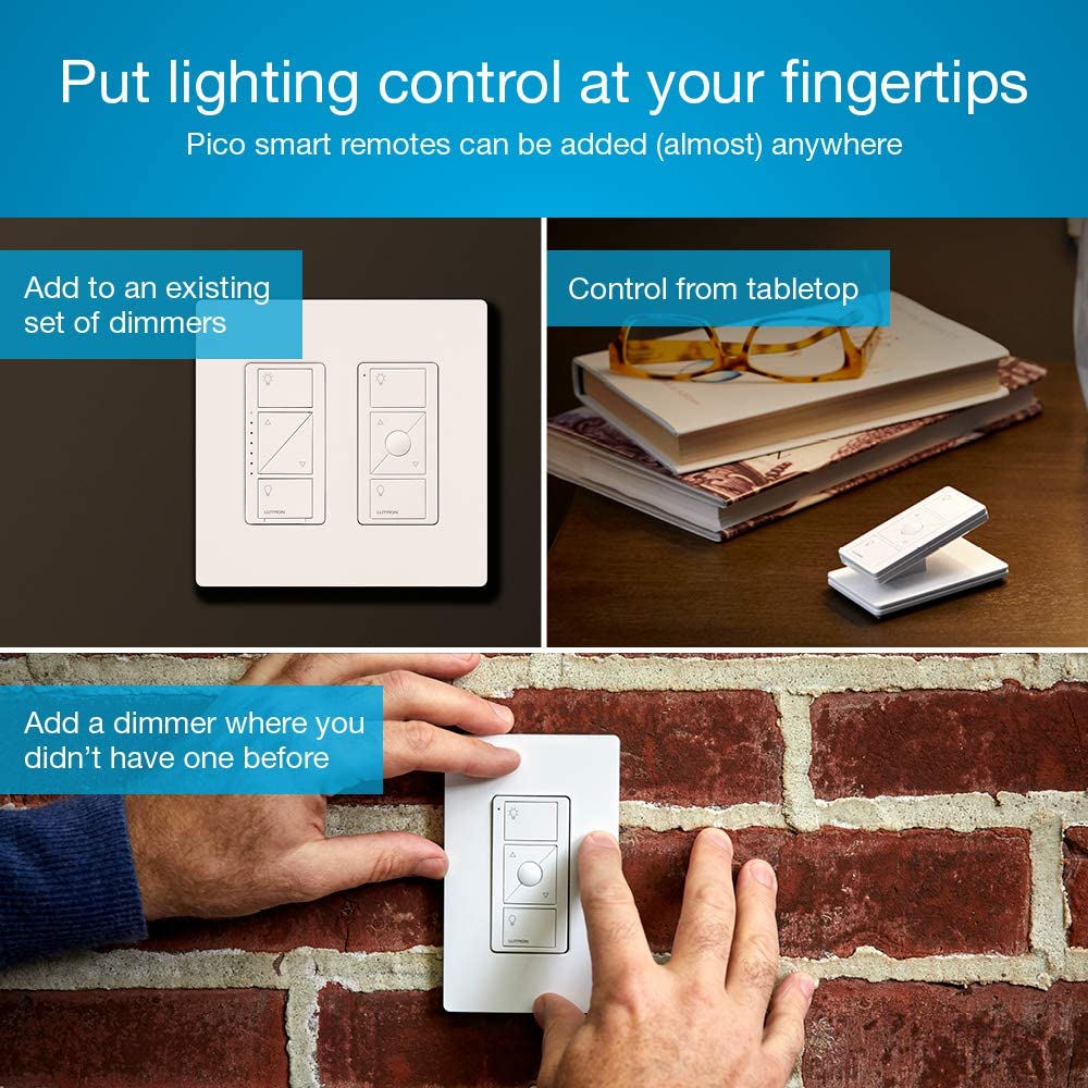 Lutron P-PKG1W-WH-C Caséta 150W 3 Way Wireless Dimmer