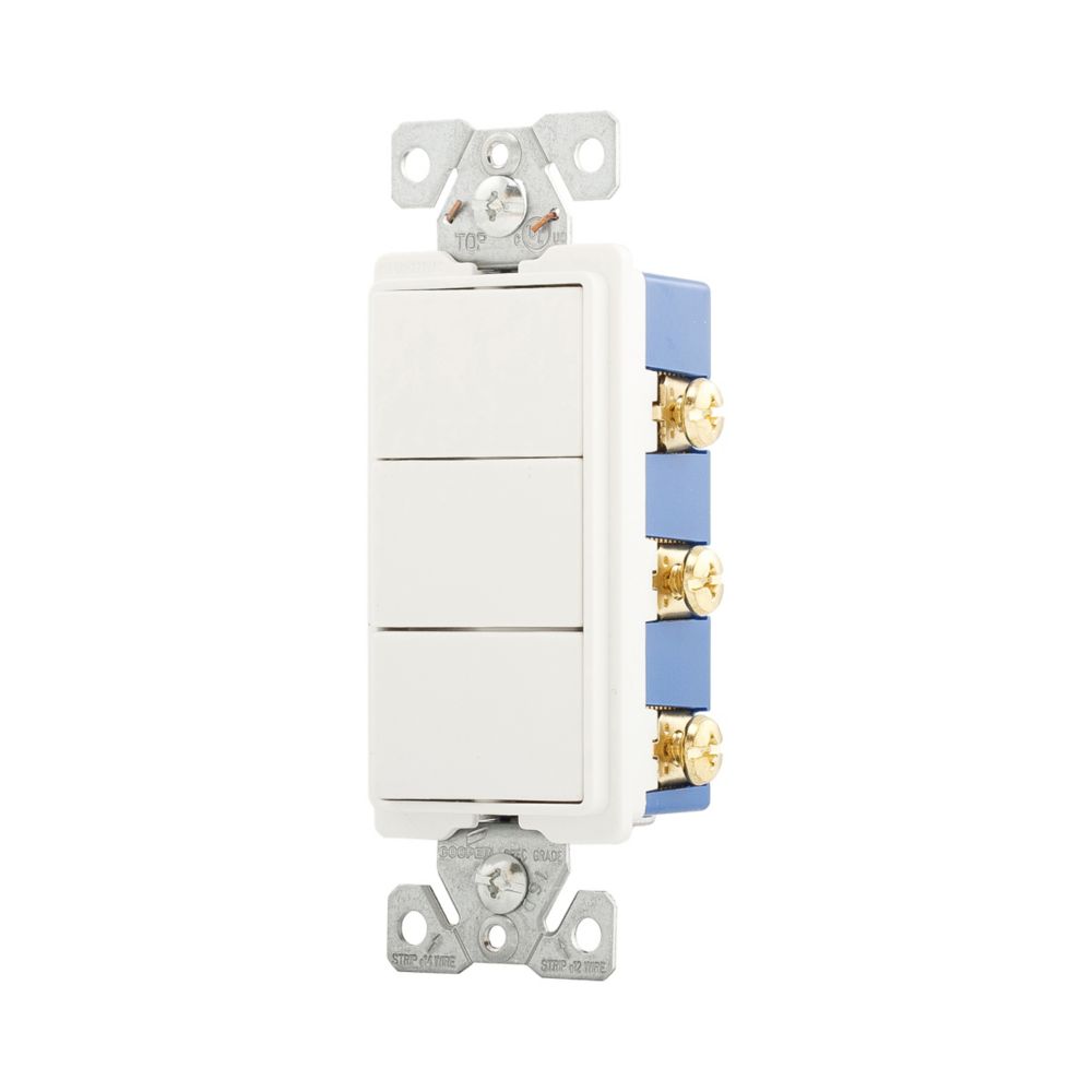 Eaton 7729W-SP Three Single-Pole Combination Switch, White