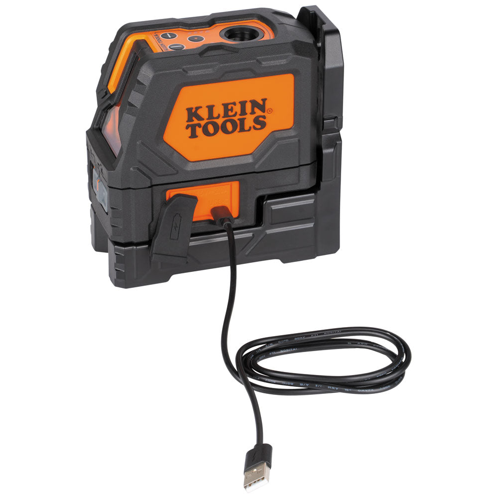 93LCLGR | Klein Tools Rechargeable Green Cross-Line Laser Level with Red Plumb, 165 ft