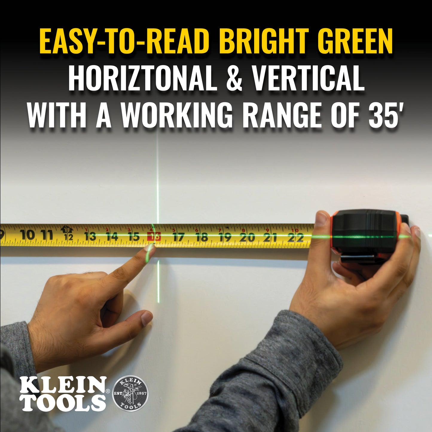Klein Tools 93MCLG Green Mini Cross-Line Self-Leveling Laser Level, 50-Foot