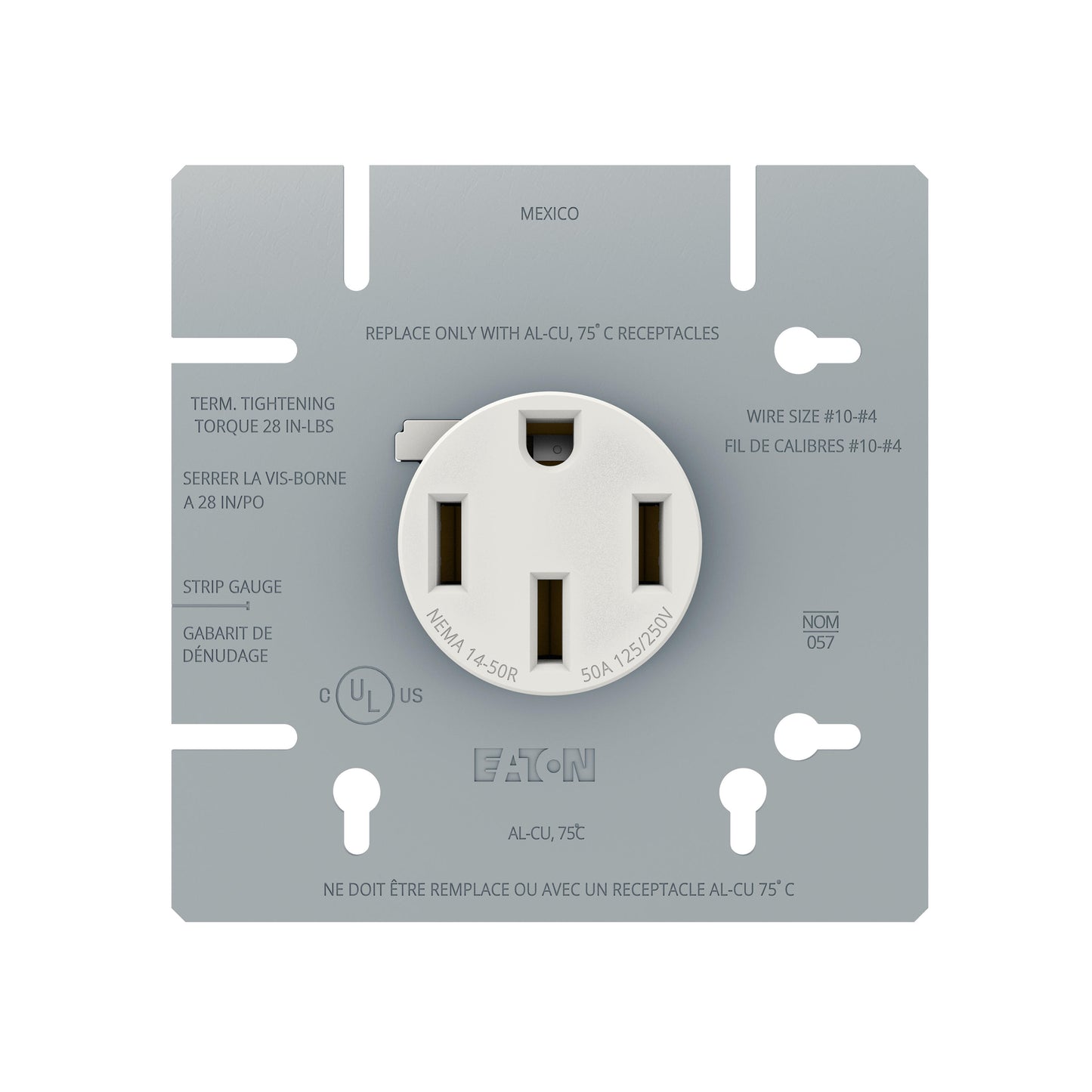 AH1168W | Eaton Stove Receptacle, 50 Amp, 120/250V, NEMA 14-50R