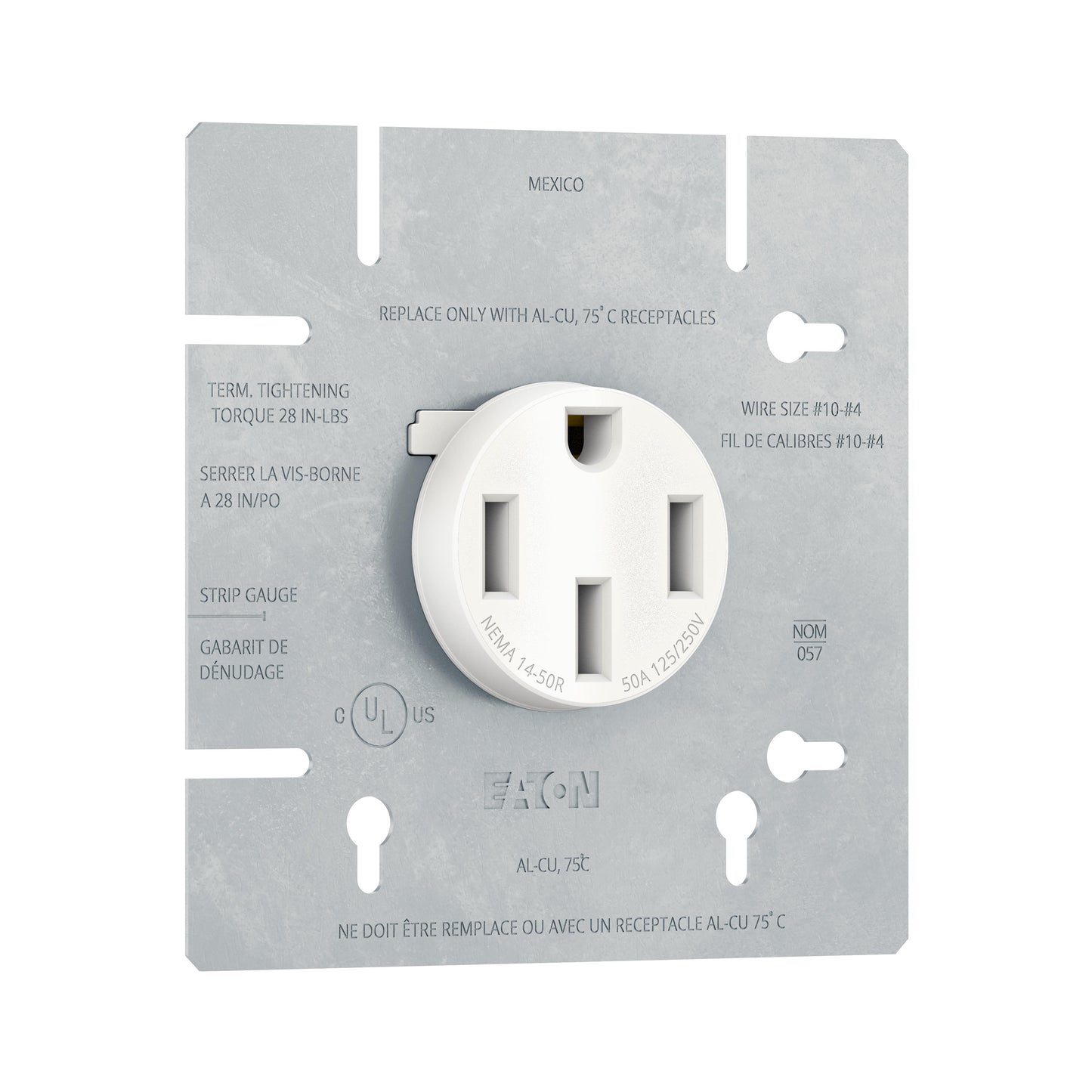 AH1168W | Eaton Stove Receptacle, 50 Amp, 120/250V, NEMA 14-50R