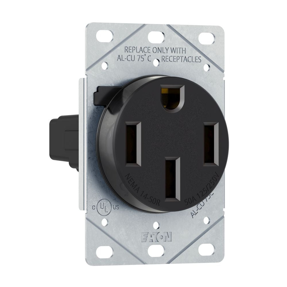 Eaton 1258-SP Power Receptacle, 50Amp, 125/250V, 3-Pole, 4-Wire, NEMA 14-50R