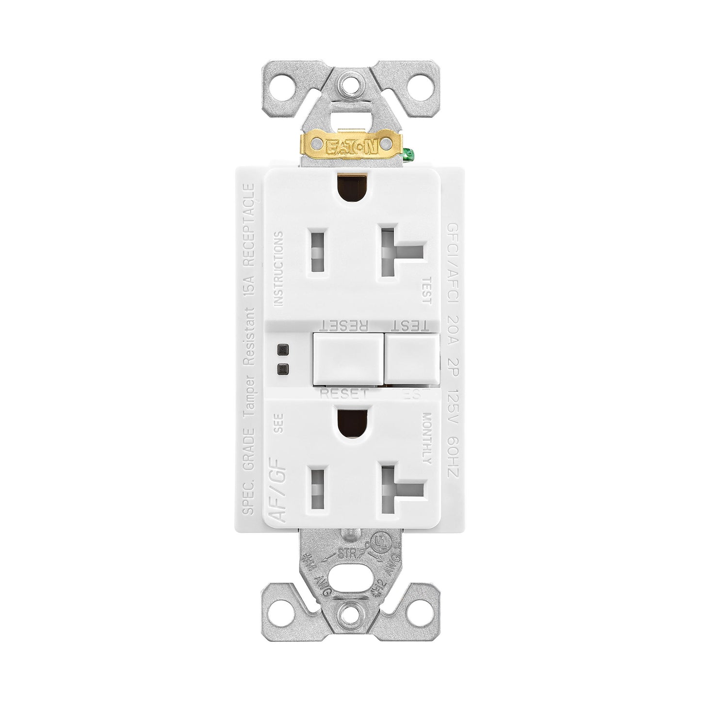 Eaton TRAFGF20W AFCI/GFCI Combination Duplex Receptacle, 20A, White