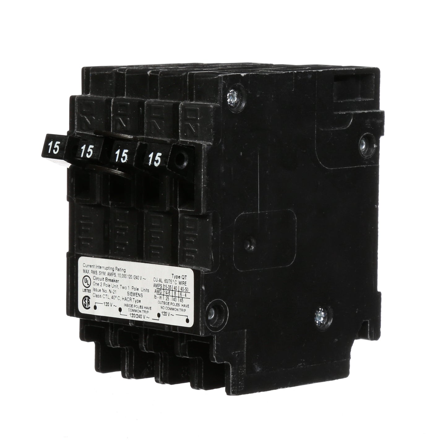 Q21515CTNC - Siemens 15/15/15 Amp Quad Circuit Breaker