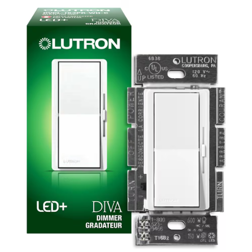 Lutron DVCL-153PH-WHC Diva LED+ Dimmer Switch, Single Pole or 3-Way, White