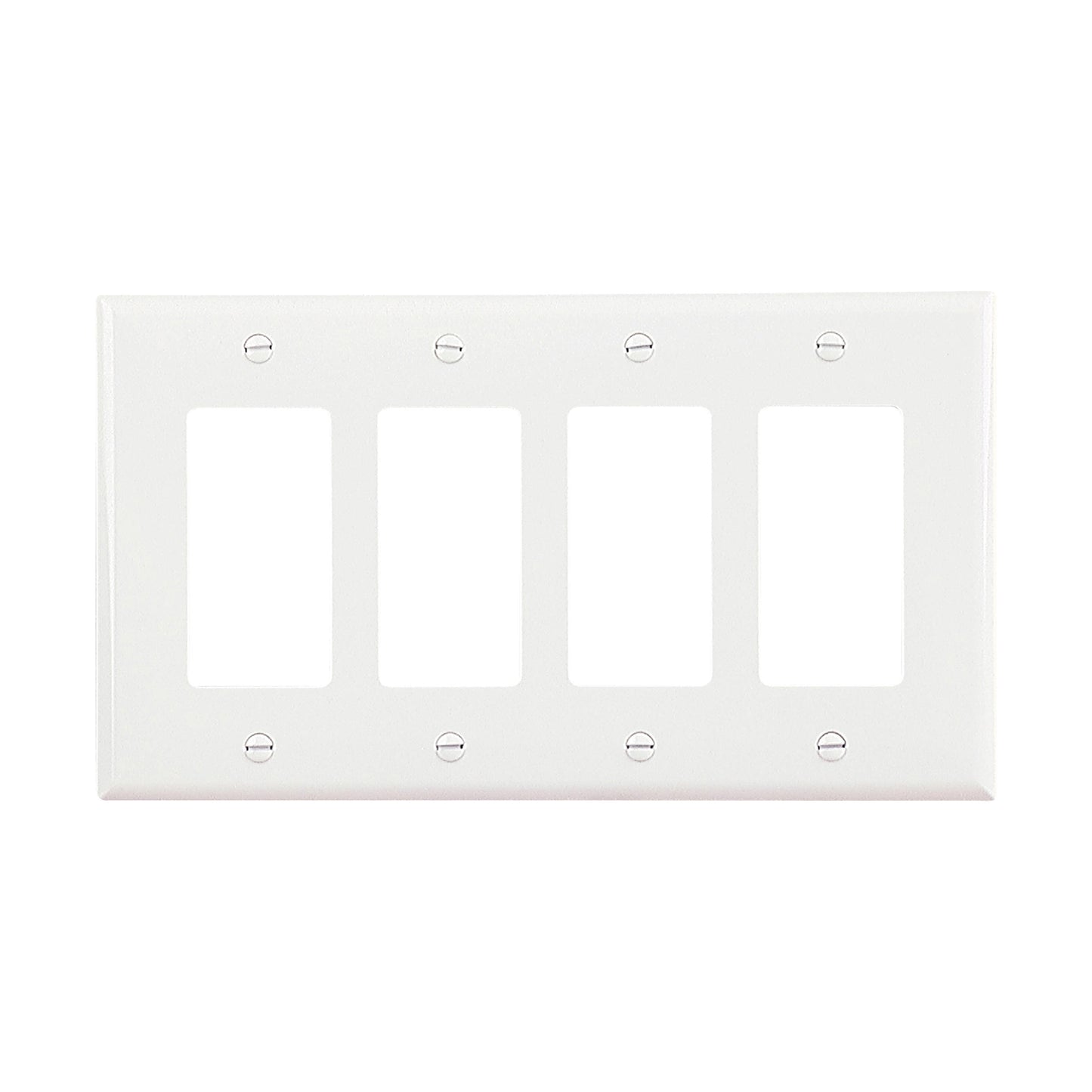 Eaton PJ264W 4-Gang Decora Mid-size Wallplate, White
