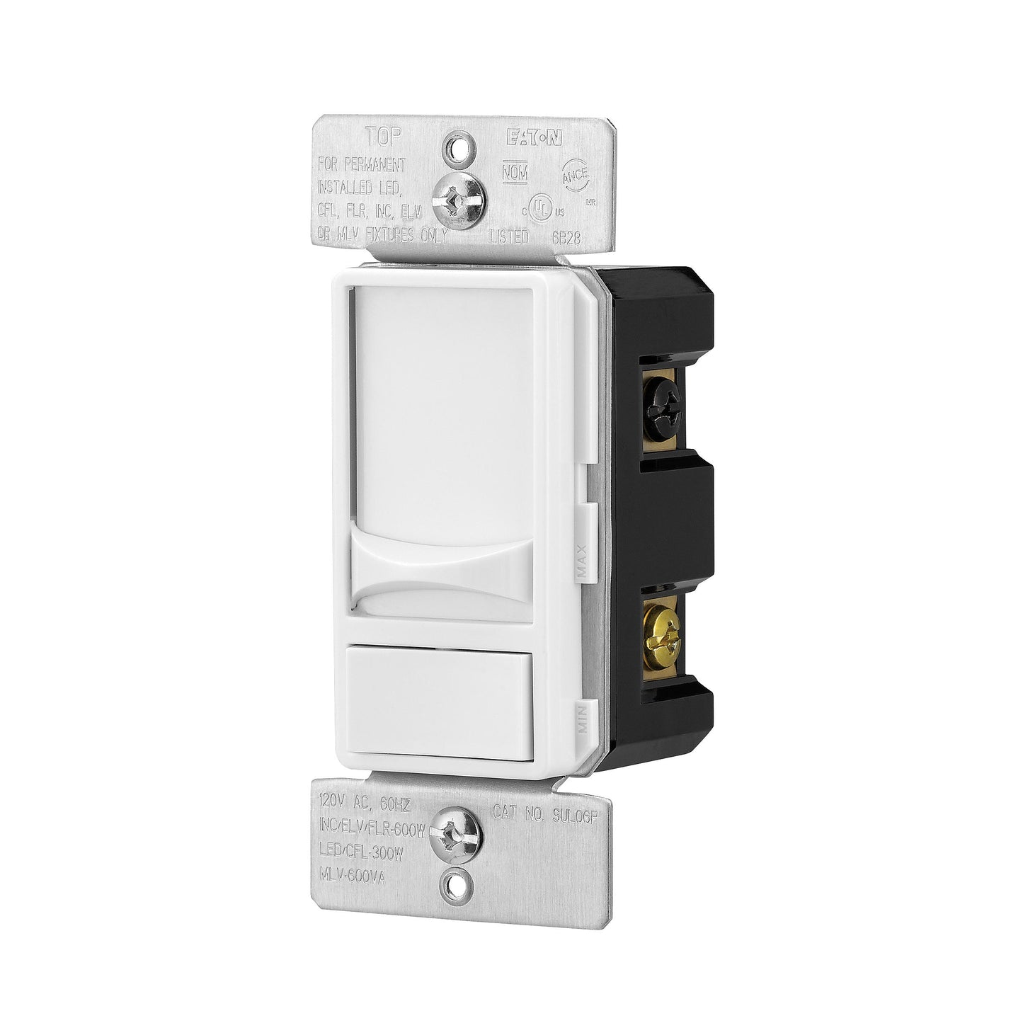 Eaton SUL06P-W-2KB-L Slide Dimmer Switch, Single Pole, 3-Way, White (2-pack)