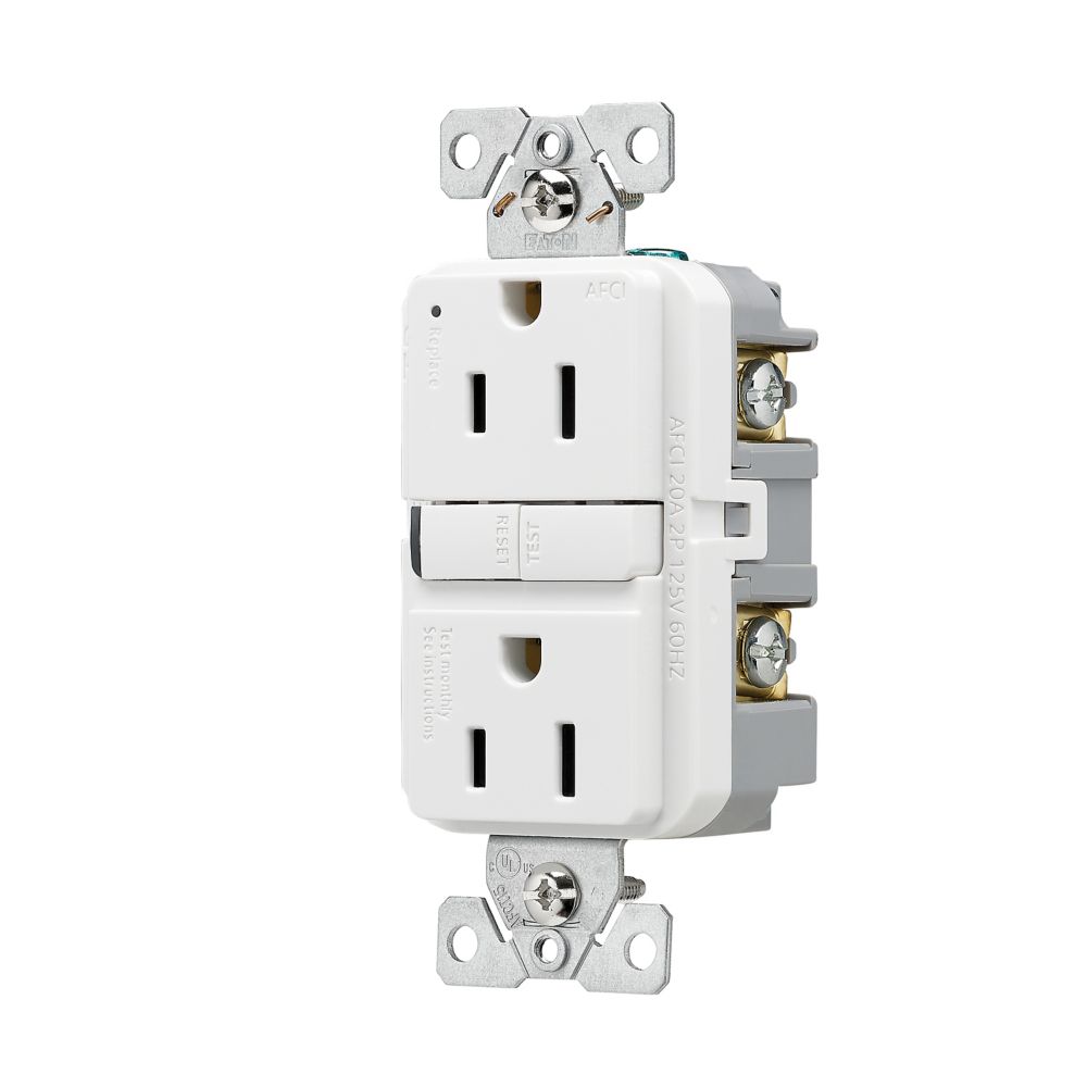 Eaton TRAF15W Arc-Fault Duplex Receptacle/Outlet, 15A, 125V, White