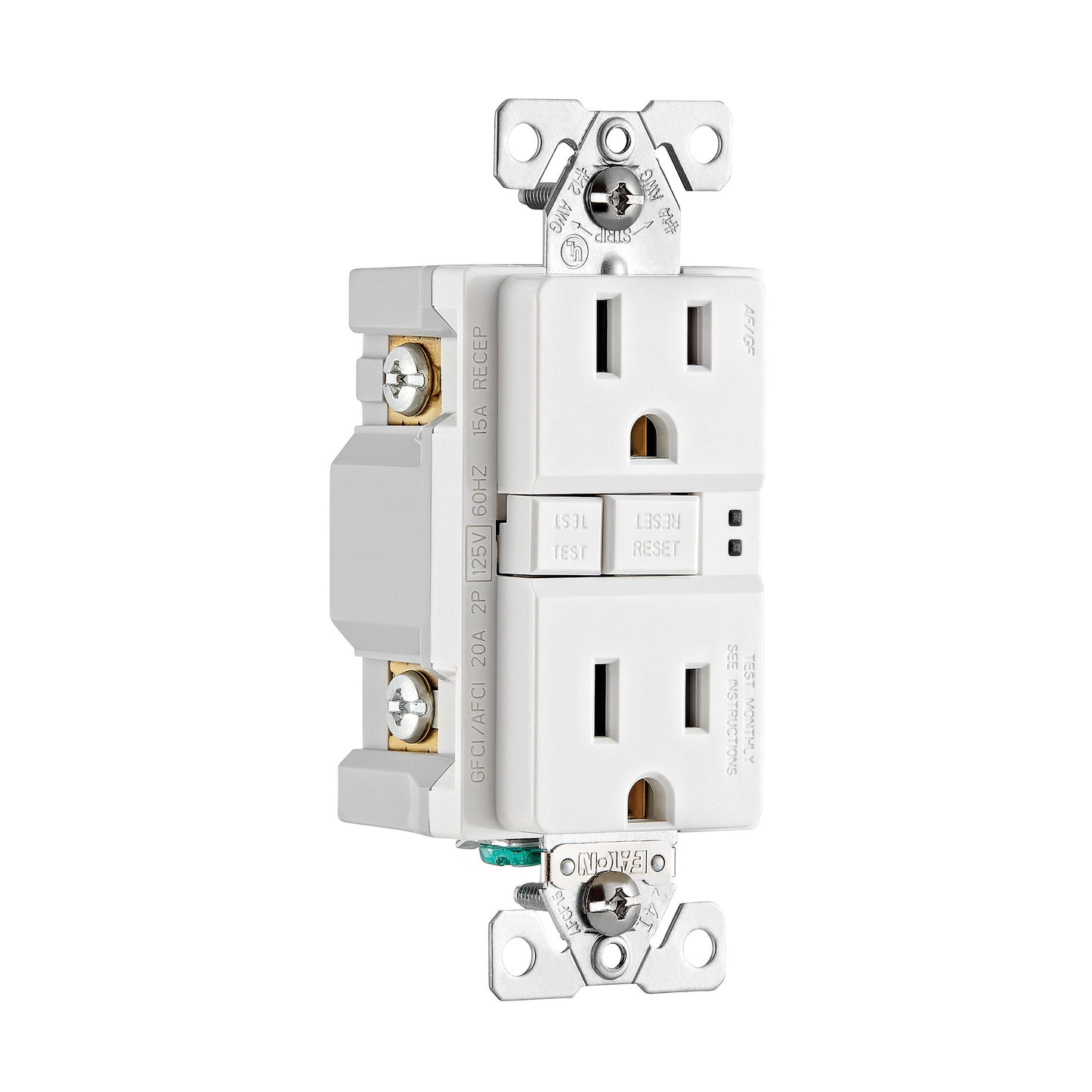 Eaton TRAFGF15W AFCI/GFCI Combination Duplex Receptacle, 15A, White