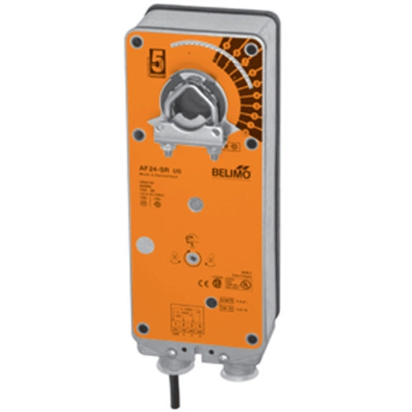 Orange hvac damper actuator with 'BELIMO' branding on a white background