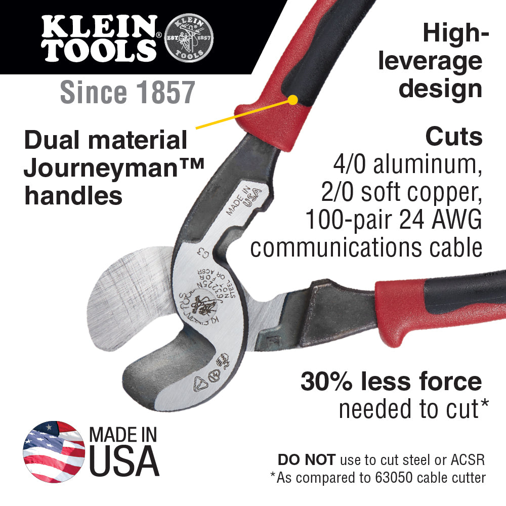 Klein Tools Journeyman™ J63225N Journeyman™ High Leverage Cable Cutter with Stripping
