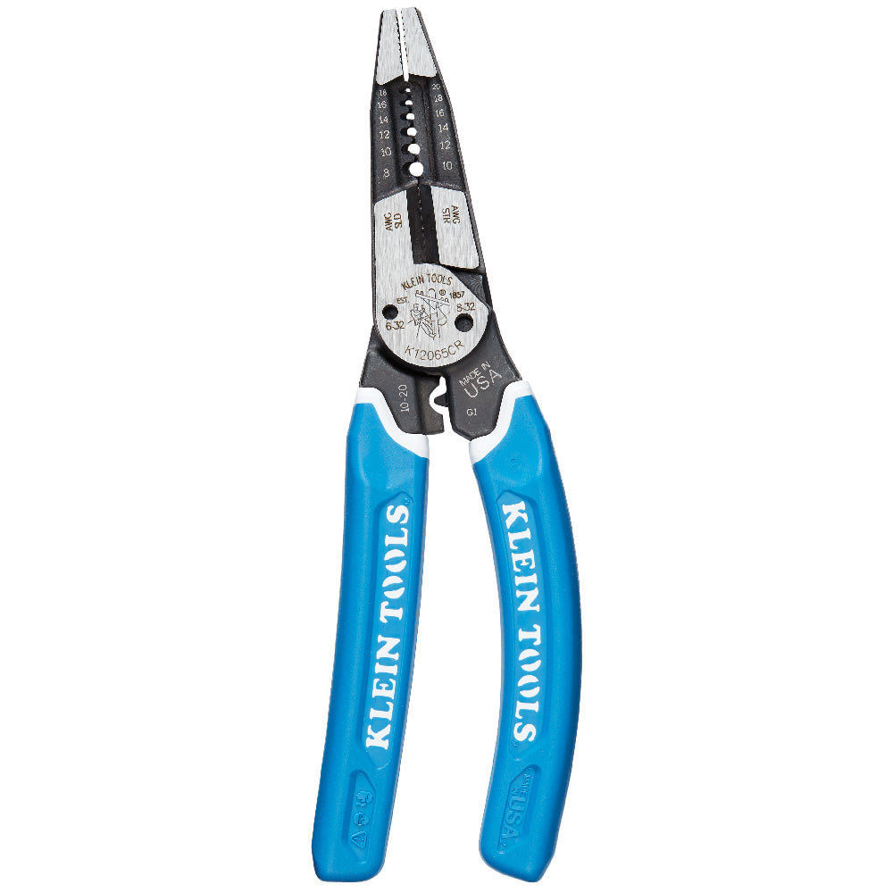 Klein Tools K12065CR Klein-Kurve® Heavy-Duty Wire Stripper / Cutter / Crimper Multi Tool, 8-20 AWG