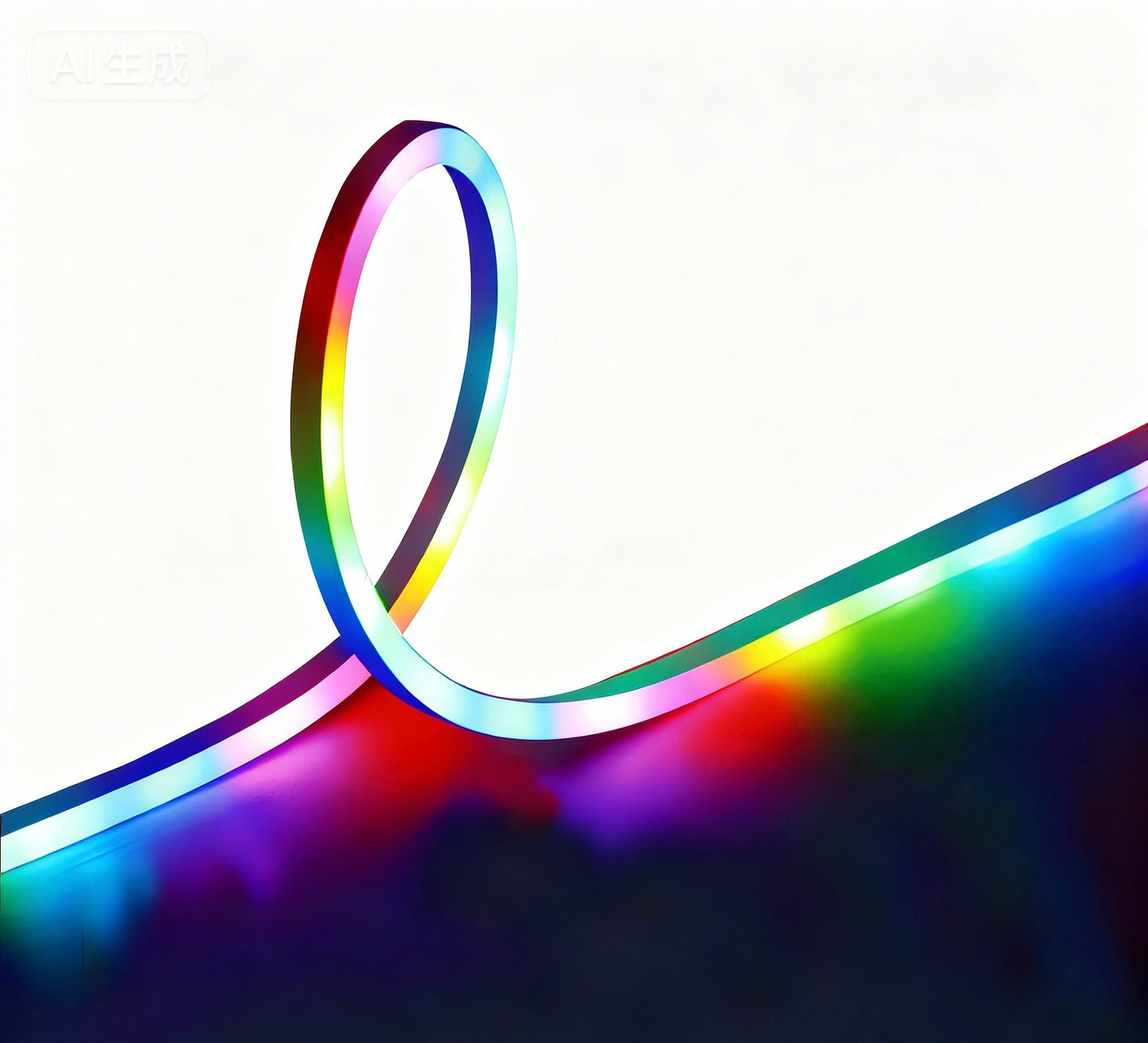 Colorful LED strip light on a white background