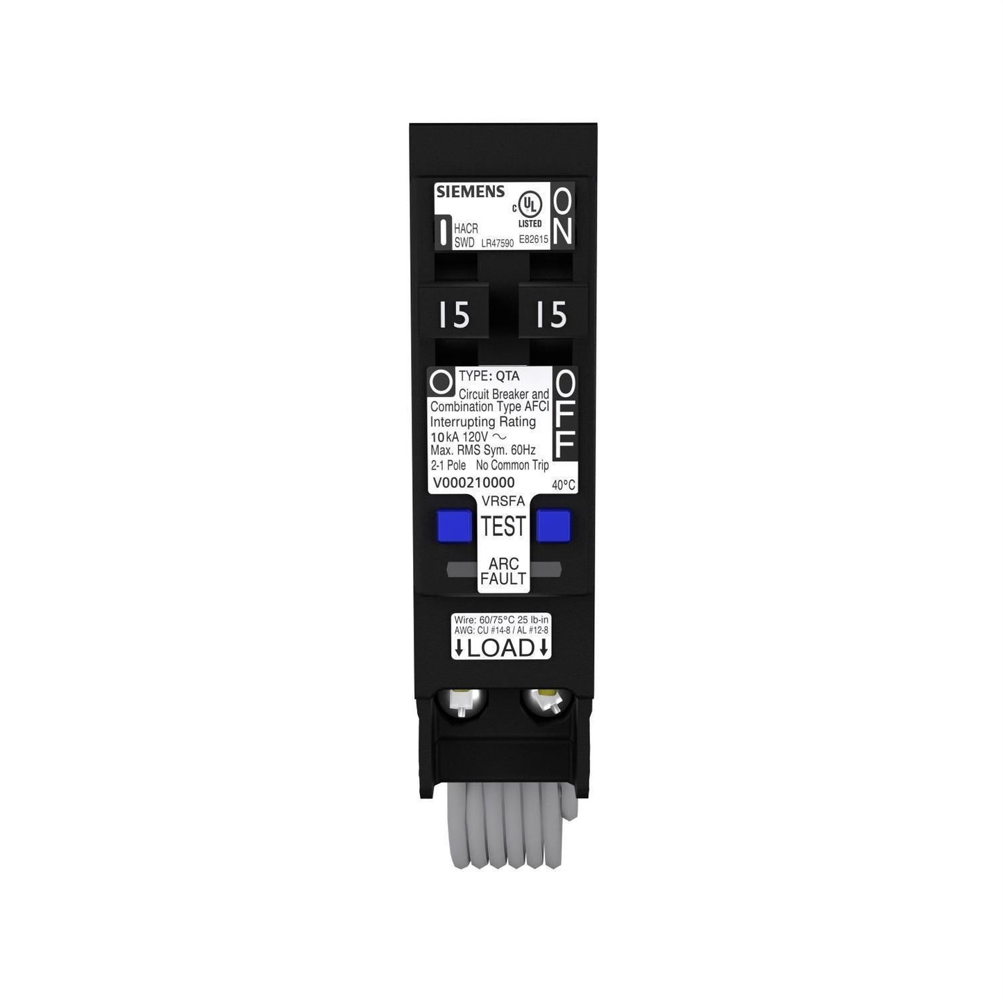 Siemens Q1515AFCCSA - 15 Amp Tandem Arc Fault Circuit Breaker (AFCI)