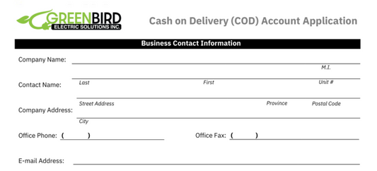 Standard COD Account Application Form