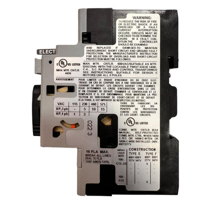 Allen-Bradley 140M-C2E-C16 Motor Protection Circuit Breaker, 16A, Frame C