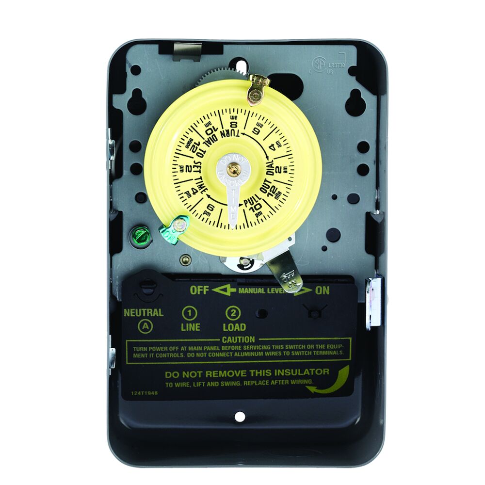 Intermatic T101 - 24 Hour Mechanical Time Switch, 120 VAC, 60Hz, SPST, Indoor Metal Enclosure, 1 Hour Interval