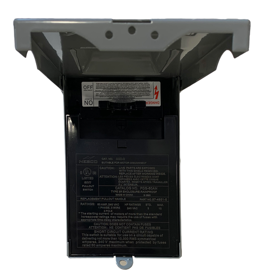 Nesco Pull-Out AC Disconnect Switch, 60A, NEMA 3R, Non-Fusible | ACD-2