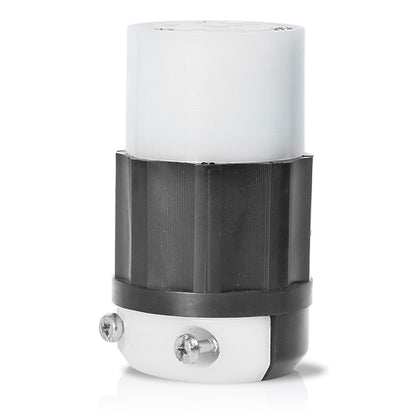 Leviton 2613 Locking Connector, 30 Amp, 125 Volt, Industrial Grade - Black & White