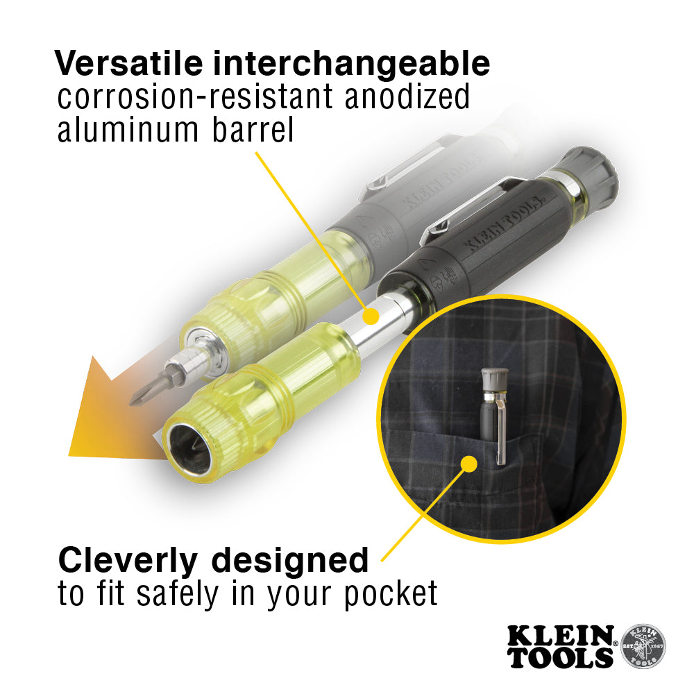 Klein Tools 32614 Multi-Bit Electronics Pocket Screwdriver, 4-in-1, Ph, Sl Bits