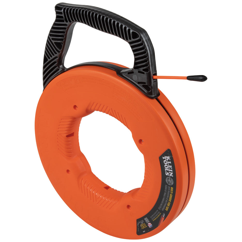 56383 | Klein Tools Multi‑Groove Fiberglass Fish Tape with Nylon Tip, 100ft