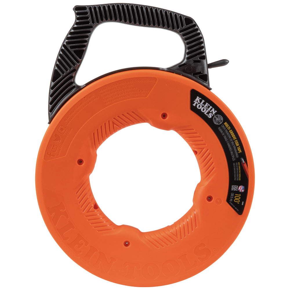 56383 | Klein Tools Multi‑Groove Fiberglass Fish Tape with Nylon Tip, 100ft