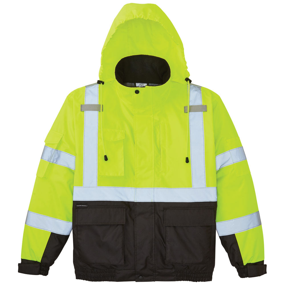 60501 | Klein Tools High‑Visibility Winter Bomber Jacket, ANSI Type R Class 3