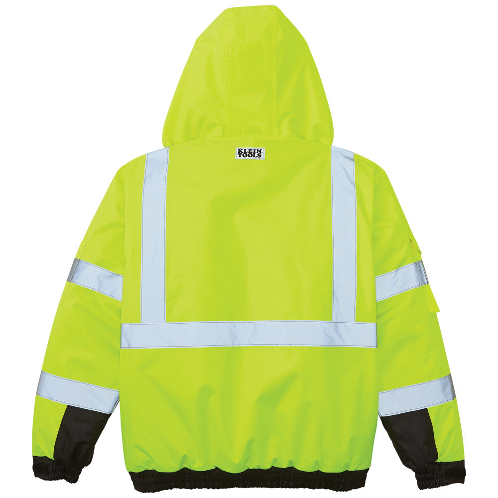 60501 | Klein Tools High‑Visibility Winter Bomber Jacket, ANSI Type R Class 3