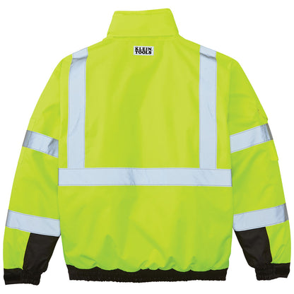 60501 | Klein Tools High‑Visibility Winter Bomber Jacket, ANSI Type R Class 3