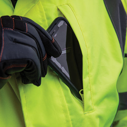 60501 | Klein Tools High‑Visibility Winter Bomber Jacket, ANSI Type R Class 3