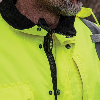 60501 | Klein Tools High‑Visibility Winter Bomber Jacket, ANSI Type R Class 3