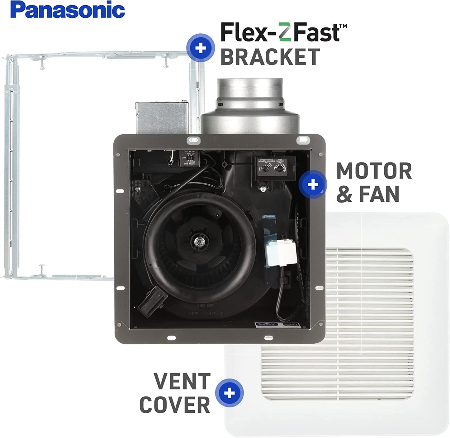 Panasonic FV-0511VQ1 WhisperCeiling® DC™ Ventilation Fan, SmartFlow™ 50-80-110 CFM