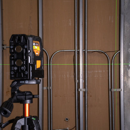 93LCLGR | Klein Tools Rechargeable Green Cross-Line Laser Level with Red Plumb, 165 ft
