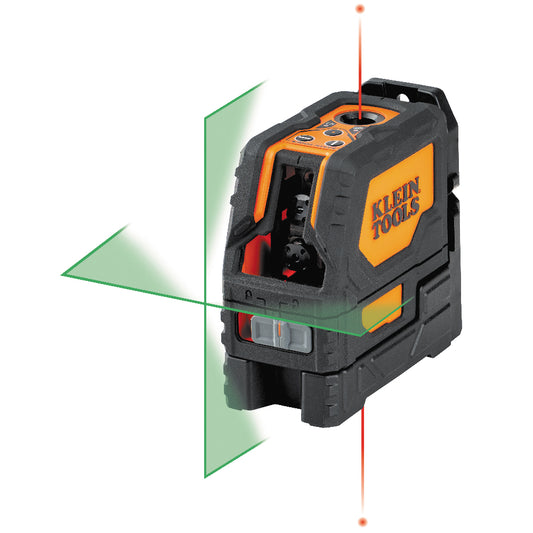 93LCLGR | Klein Tools Rechargeable Green Cross-Line Laser Level with Red Plumb, 165 ft