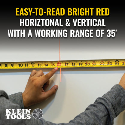 93MCLS | Klein Tools Red Compact Cross-Line Self-Leveling Laser Level, 35ft