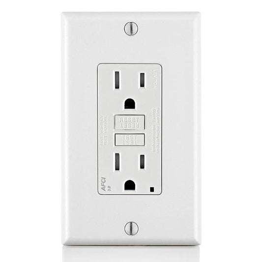 Leviton AFTR1-W 15 Amp, Tamper-Resistant AFCI Outlet with LED Indicator Light