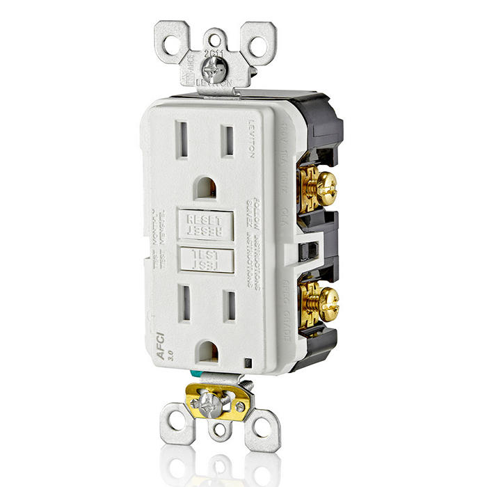 Leviton AFTR1-W 15 Amp, Tamper-Resistant AFCI Outlet with LED Indicator Light