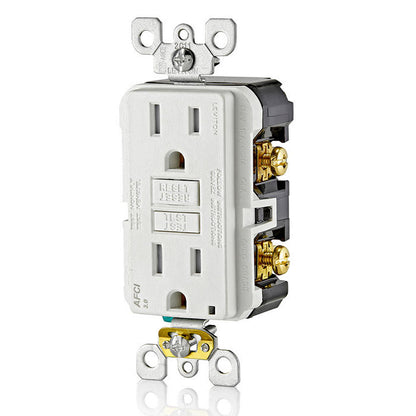 Leviton AFTR1-W 15 Amp, Tamper-Resistant AFCI Outlet with LED Indicator Light