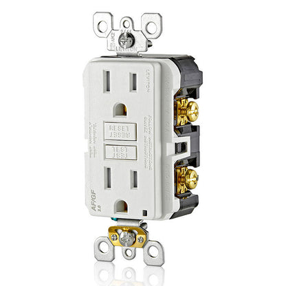 Leviton AGTR1-W Tamper-Resistant Dual-Function AFCI/GFCI Outlet with LED Indicator Light, 15 Amp, White
